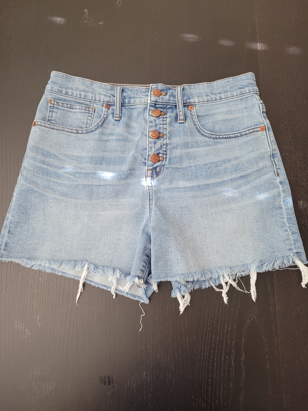 Madewell Light Blue High-Rise Button-Front Denim Shorts